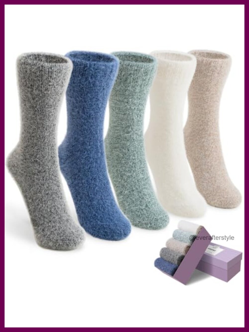 Fuzzy Wool Blend Crew Calf Socks Cozy Warm Winter Gift Set